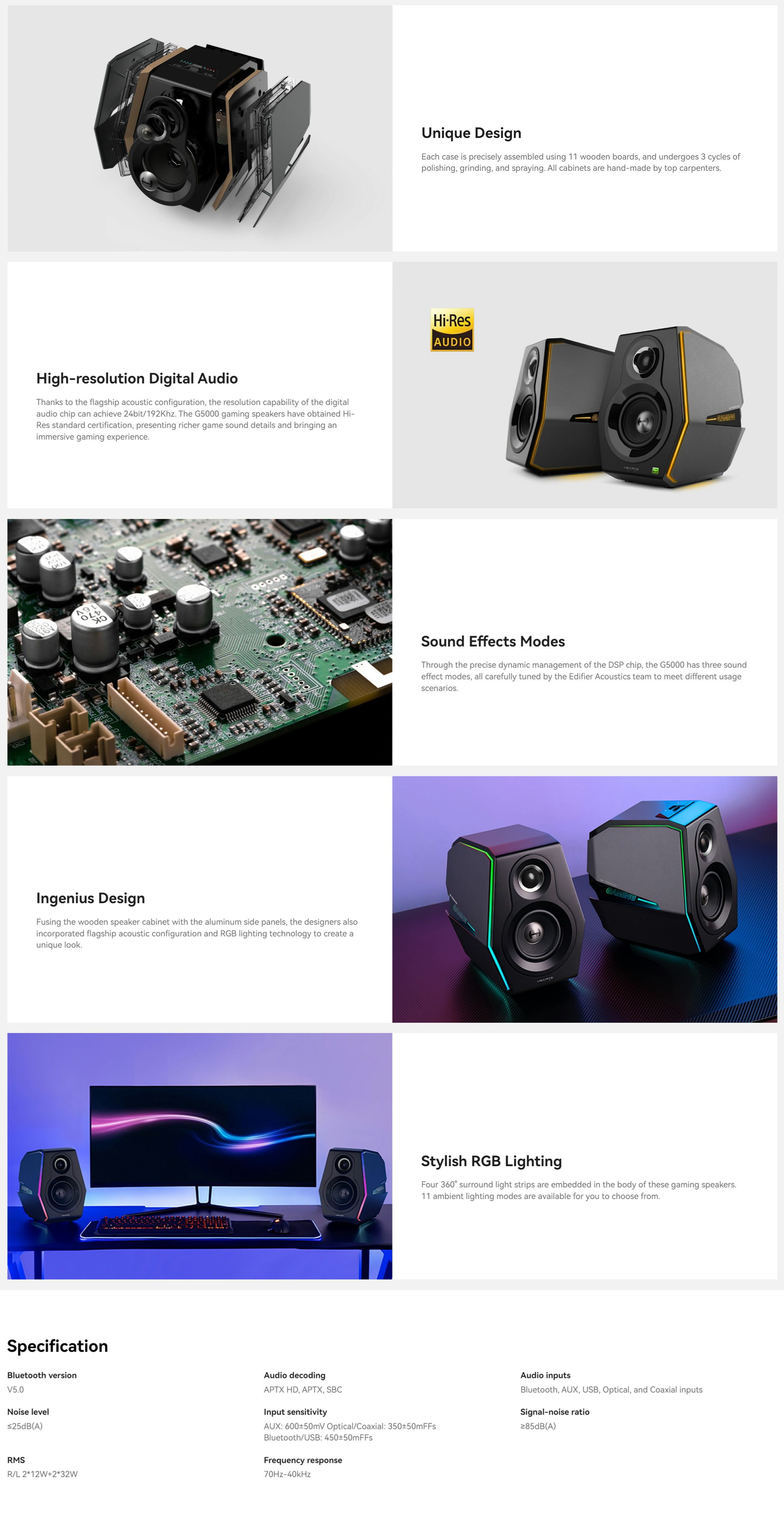 A large marketing image providing additional information about the product Edifier Hecate G5000 - Bluetooth Gaming Speakers - Additional alt info not provided